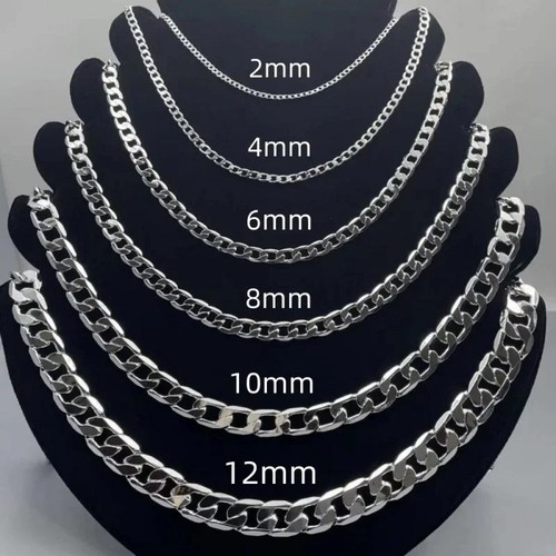 Hot 925 Sterling Solid Silver Sideways Chain Women Men Necklace Jewelry Gift