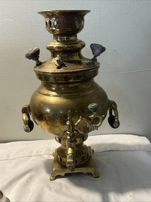 Antique Russian Samovar PreRevolution Early 20th Century 1909 Brass