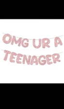  Omg Ur a Teenager Glitter Banner 13th Birthday Decorations Pre Rose Gold