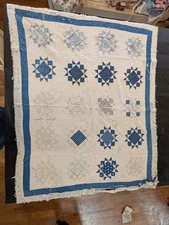 79" X 63" Antique Cutter Quilt Primative Handmade Patchwork