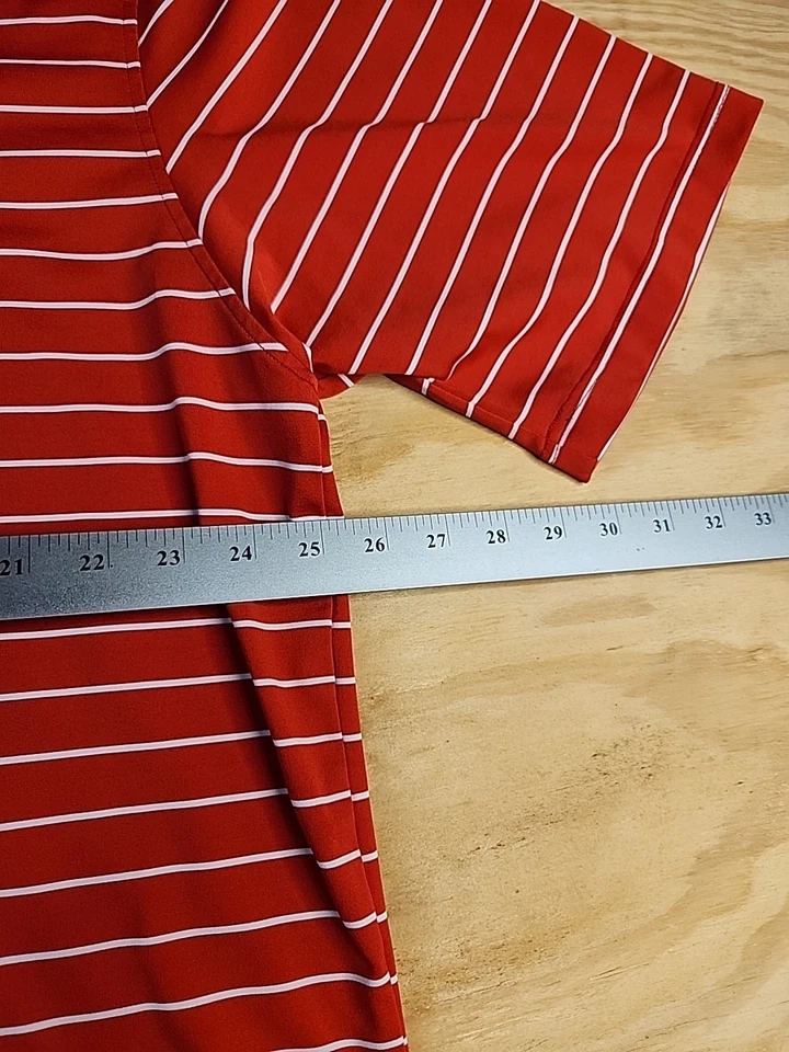Camisa polo ligera de golf Fairway & Greene Tech a rayas rojas para hombre 2XL Foto 3 de 4