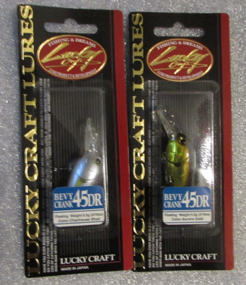 Lot of 2 - Lucky Craft Bevy Crank 45 -Discontinued- Aurora Gold /Chartreuse Shad