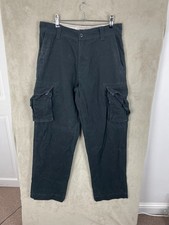 Men's Urban Pipeline Utility Cotton Cargo Trousers Baggy Size W32 L32 Black