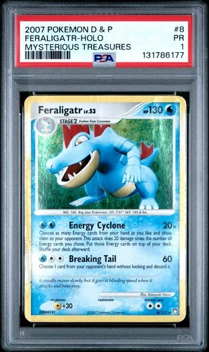 Pokemon TCG Feraligatr 8/123 2007 Mysterious Treasures Holo Rare - PSA 1 / POP 4