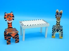 Vintage Dollhouse1999 Town Square Miniatures Hand Painted Animal Safari Chairs