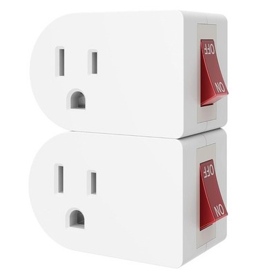 2 Pack Grounded Outlet Wall Tap Adapter Single Outlet With On Off Power Switch