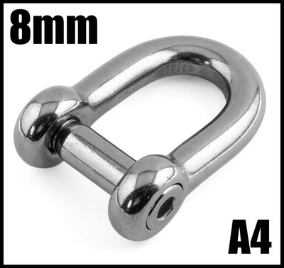 8 mm Innensechskant D-Schäkel Schlitz Stiftschloss - A4 316 Edelstahl Dee Bolzen