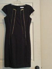 Calvin Klein Women's Cap Sleeve Medium Black With Goldtone Accents