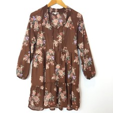 AMERICAN EAGLE - Bohemian Floral Long Sleeve Mini Dress -Large