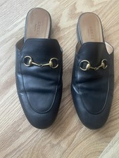 Gucci Princetown Black Horsebit Leather Mules Loafers Size 39 EU 9 US