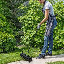 Lawn Aerator Garden Roller Manual Grass Spikes Handle Rolling Heavy Duty Steel