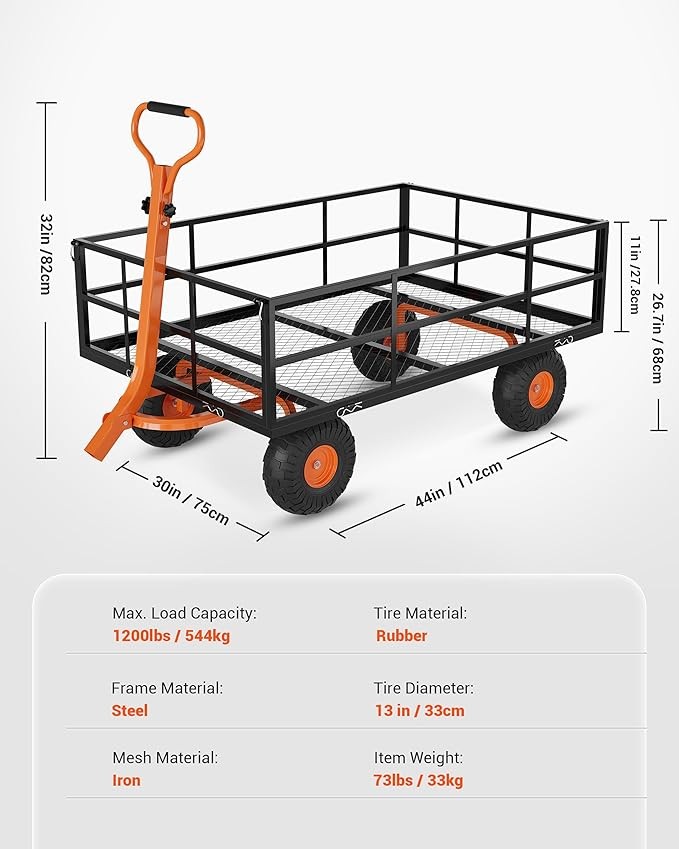 Heavy Duty Large Capacity Steel Garden Cart Metal Utility Garden Carts and Wagon