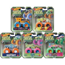 Hot Wheels Monster Trucks Glow in the Dark Collection 5-Pack 1:64 Scale