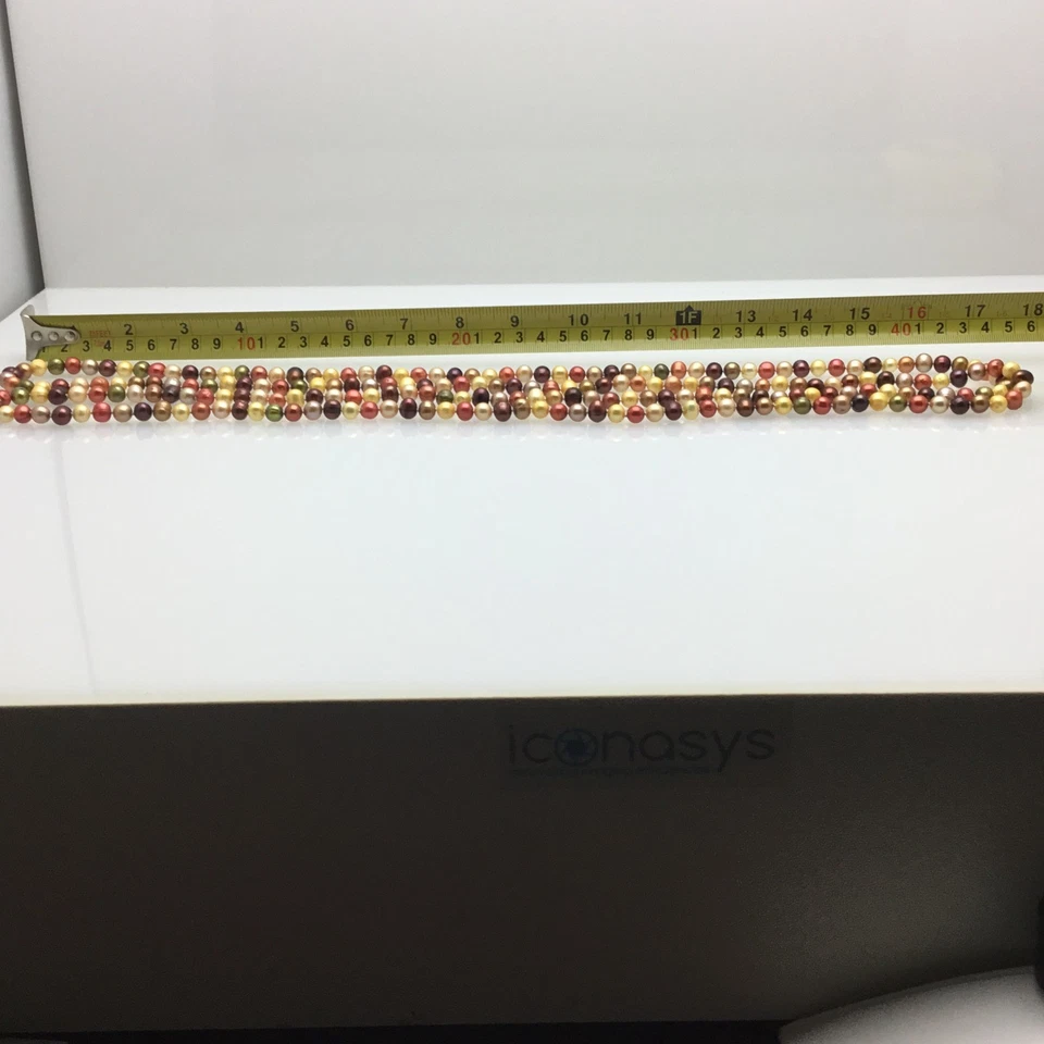 Collar de cuerda de perlas cultivadas de agua dulce 7-8 mm teñido chocolate 72 pulgadas Foto 3 de 4