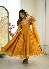 Indian Designer Yellow Faux Georgette Salwar Kameez With Dupatta For Women