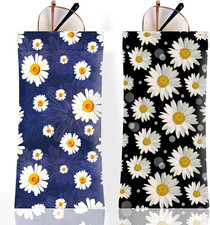 2Pcs Sunglass Eyeglass Glasses Case Soft PU Leather with Cleaning Cloth Cute Gla