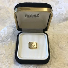 Vintage Swank Tie Tack Pin Initial S Monogram with Box