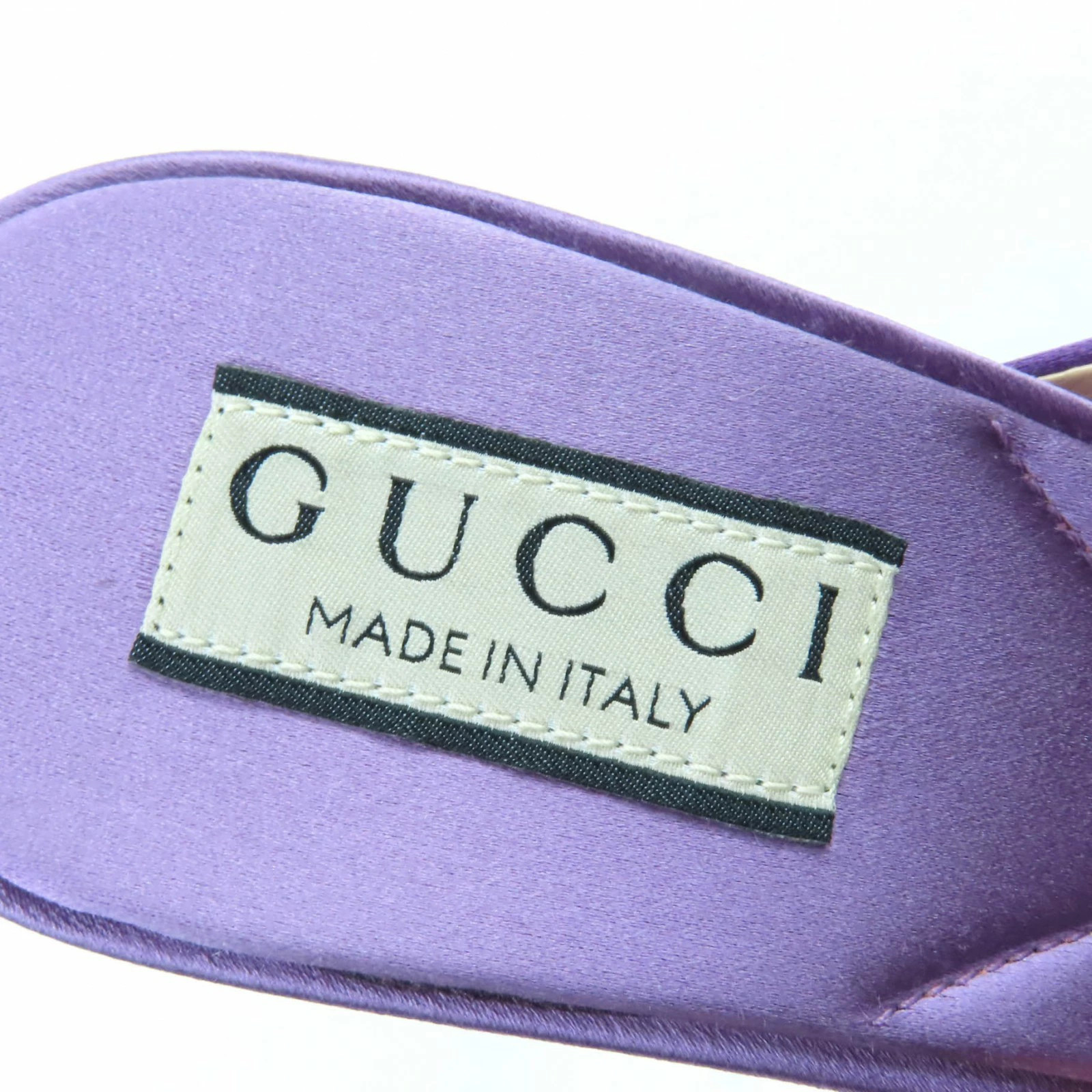 GUCCI 771594 Horsebit Crystal Satin Mule Sandals Purple 38 and storage bag Made thumbnail 10