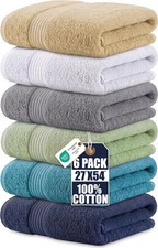 6 Pack Bath Towel Set 100 Percent Cotton 27x54 Inch Soft Absorbent Bathroom New