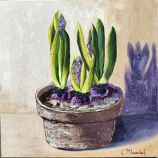 Hyacinth Original Oil Painting Flowers Floral Hand Painted Art 12x12 inches