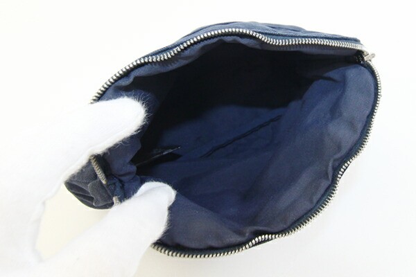 Pre-owned Hermès Bolide Pouch PM, Navy, Cotton Canvas and