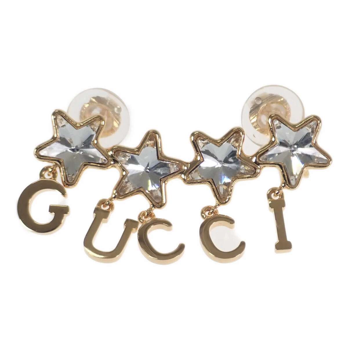 Boucles d'oreilles simples logo script GUCCI GP or accessoires femmes avec boîte/sac de rangement
