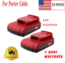 1 2 Pack 18 Volt 6.0Ah Lithium Battery for Porter Cable 18V PC18BLX PC18BL Tool