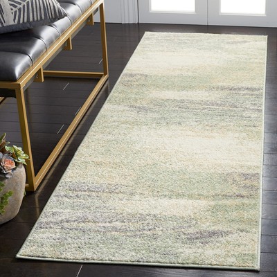 Adirondack Collection Runner Rug - 2'6'' x 6', Ivory & Sage, Modern Abstract D...