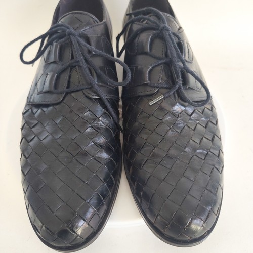 Vintage Pappagallo Black Woven Leather Lace-Up Flats Block Heel Shoes Womens 8 - Picture 3 of 12