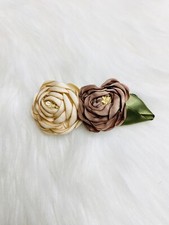 Camellia Flower Hair Clip Women Fashion Accessories Beige New Handmade