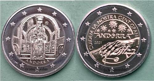 Andorra 2 x 2 Euro Gedenkmünzen 2021 Meritxell + Senioren commemorative coins   - Bild 1 von 3