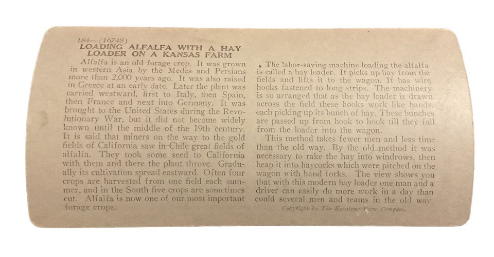 Topeka KS Horse Drawn Alfalfa Hay Loader Kansas c1920 Keystone 16748