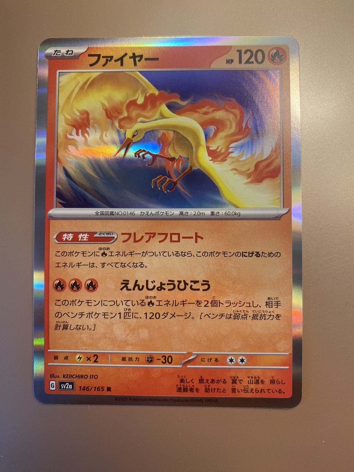 Moltres Holo Rare 146/165 R SV2a Pokémon Card 151 - Pokemon Card Japanese NM