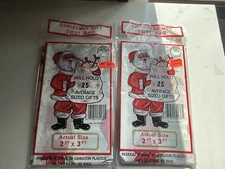 Vintage Lot Of 2 NOS Christmas Gift Tote Bag Carnation Plastics Santa