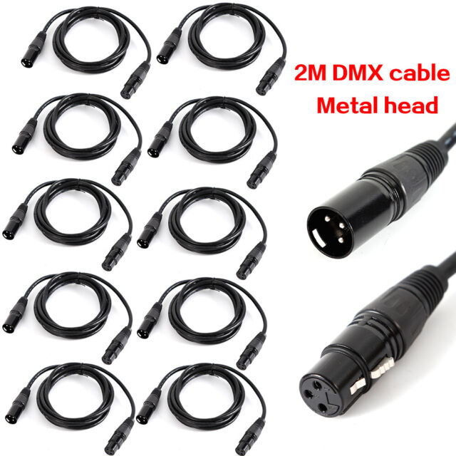 10* DMX-512 Kabel 2m 3-Pin XLR Kabel DMX 512 Signalkabel für Moving Head Par Can