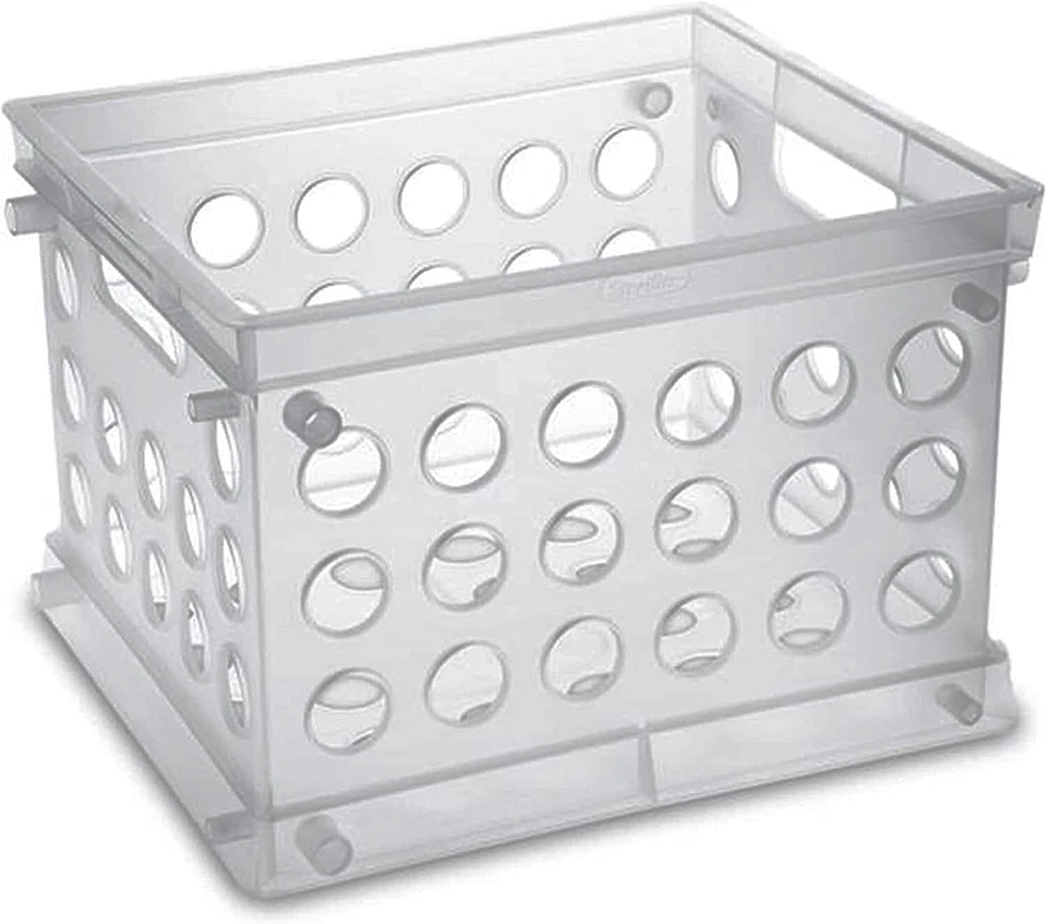 Sterilite Mini Crate Stackable Storage Bin W/ Handles Organizer Case of 12 #1695 - Image 3 of 4