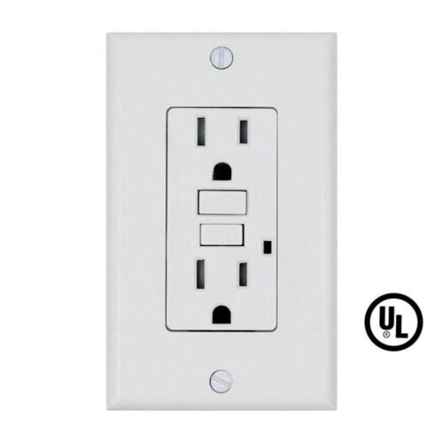 15A 20A A GFI GFCI WALL RECEPTACLE BROWN BLACK GRAY ALMOND IVORY WHITE LED LIGHT - Picture 2 of 3
