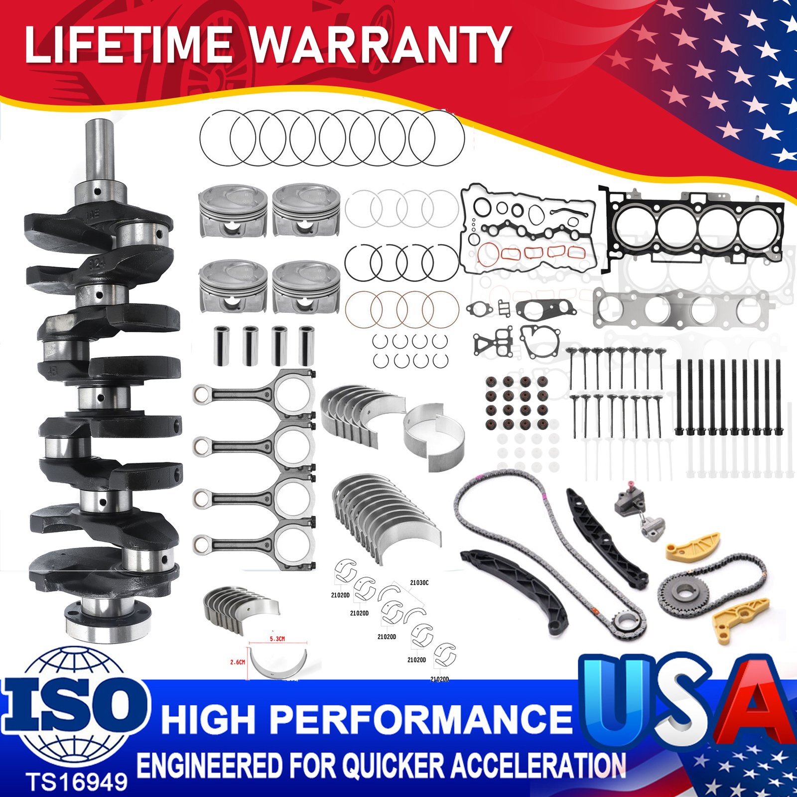 GDI G4KJ 2.4L Engine Rebuild Overhaul Piston Kit For HYUNDAI KIA Sorento Tucson