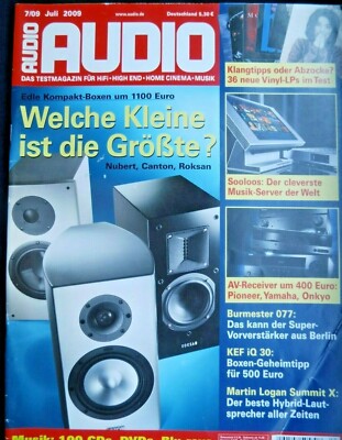 Audio 7/09, LOGAN SUMMIT X,CABRIDGE E/W 840,VINCENT SA 31 MK,SP 331,CANTON VENTO