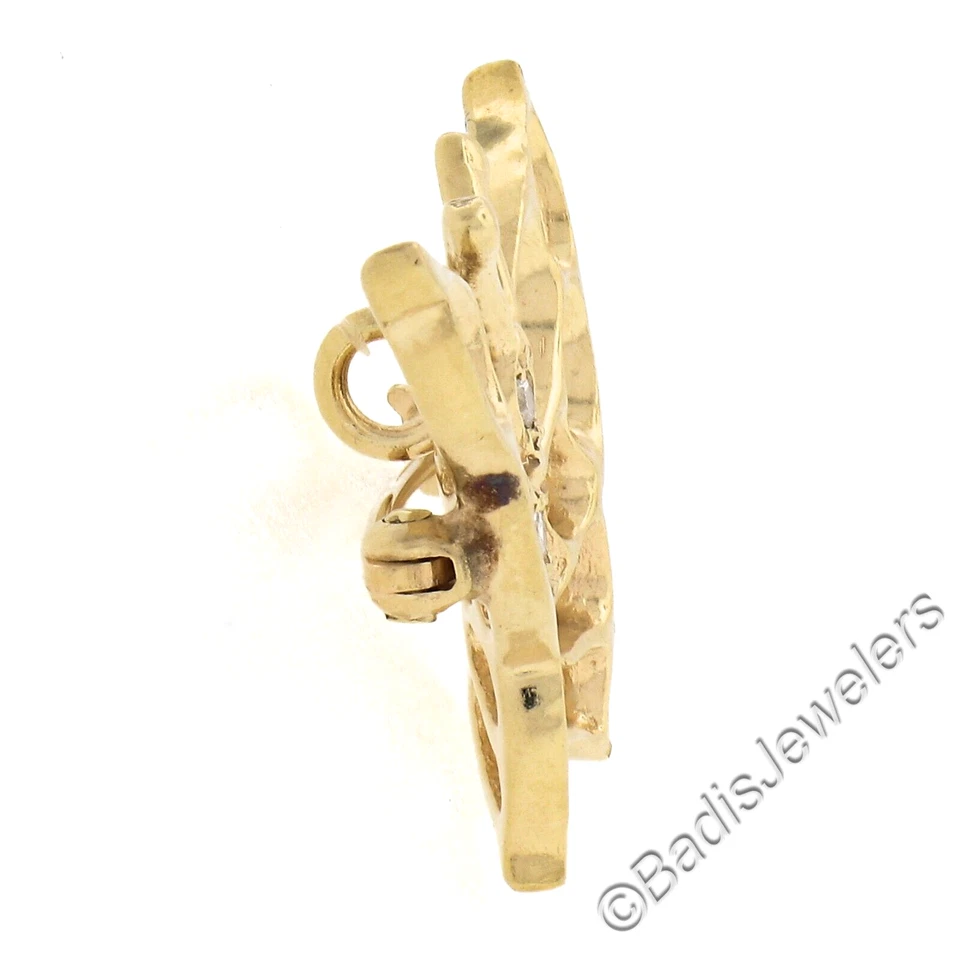 14k Gold 0.09ct Diamond Polished Butterfly w/ Open Work Wings Brooch Pin Pendant - Image 3 of 4