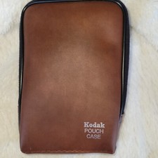 Vintage Kodak Camera Brown Leather Pouch Case Tote Padded w/ Zipper Photography