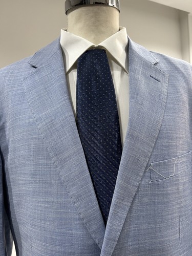 Traje Hombre Made IN Italy Celeste Azul Vaqueros Fresco Lana Tasm. T 50 52 54 56 - Imagen 5 de 12