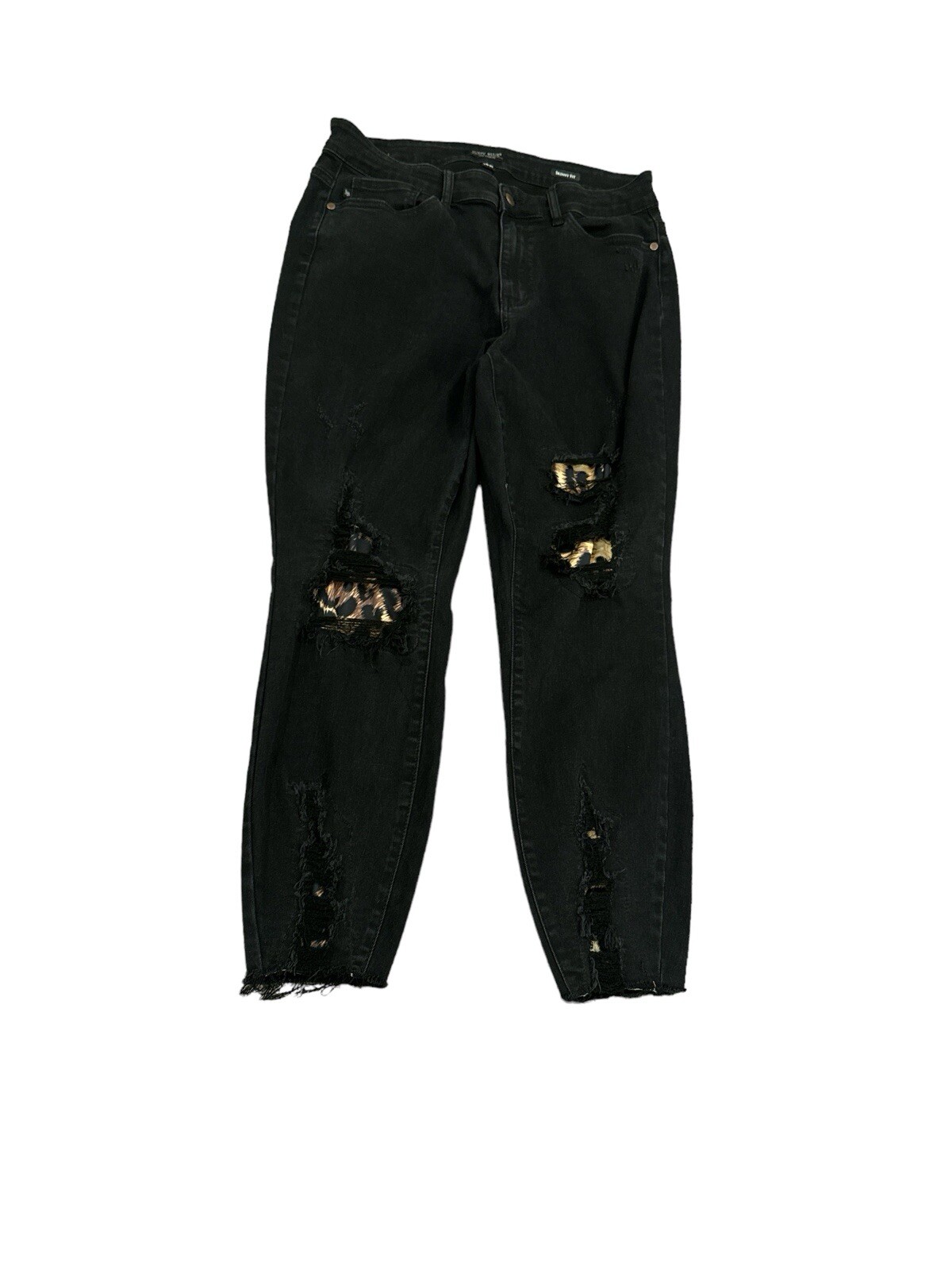 Judy Blue Black Destroyed Leopard Patch Skinny - image 2
