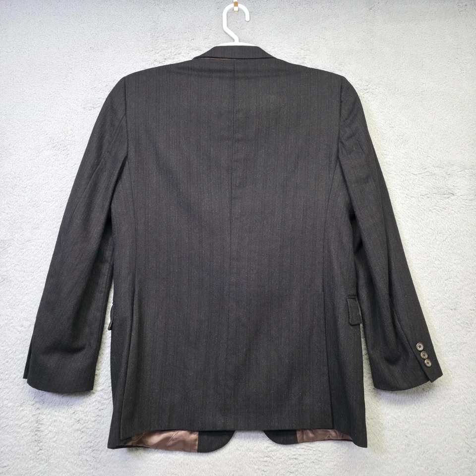 Vintage Givenchy Blazer Mens 38 Black Wool Striped Preppy Suit Jacket Corporate - Image 3 of 4