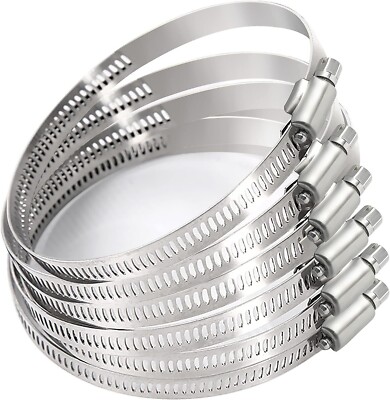 Hose Clamp 3inch Adjustable Stainless Steel Duct Pipe Clamps 6 Pack Worm Gear