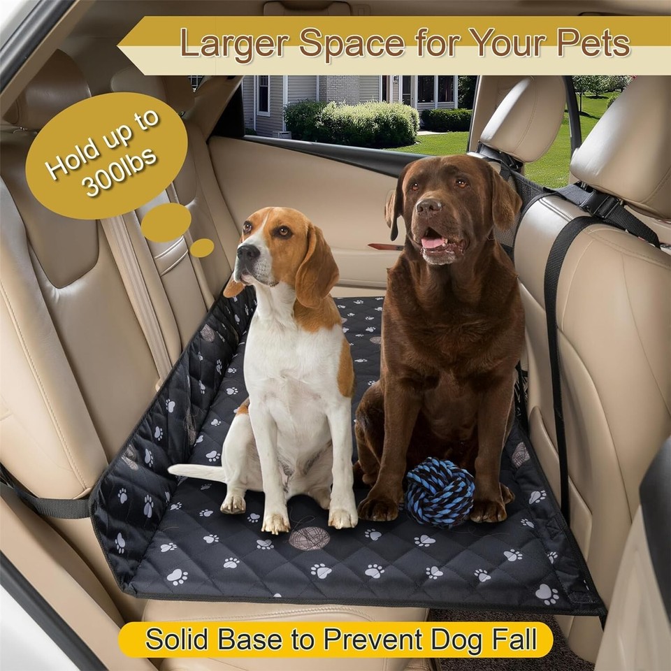 NEW 52"W Dog Car Seat Travel Bed with Hard Bottom Waterproof Backseat