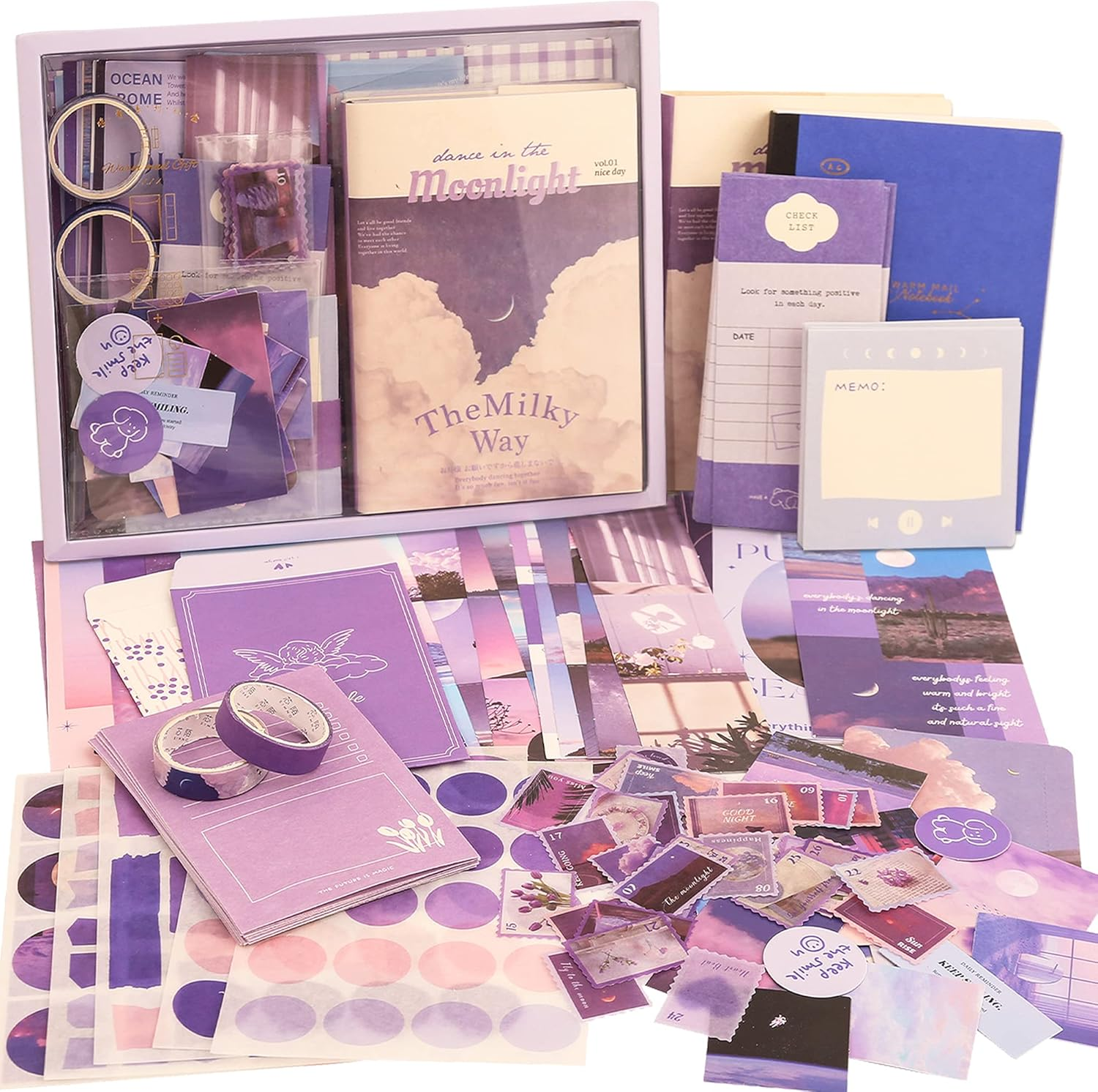 348 Pcs Scrapbooking Supplies Kit, Vintage Aesthetic Scrapbook Kit for Bullet Ju