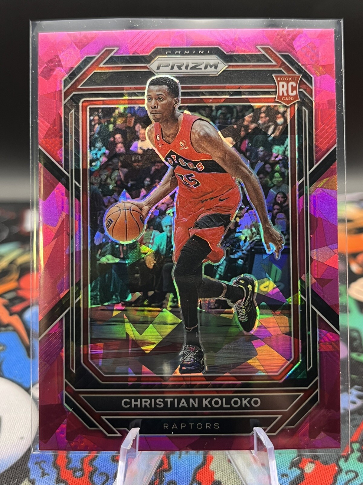 2022-23 Panini Prizm Prizms Pink Ice #265 Christian Koloko RC