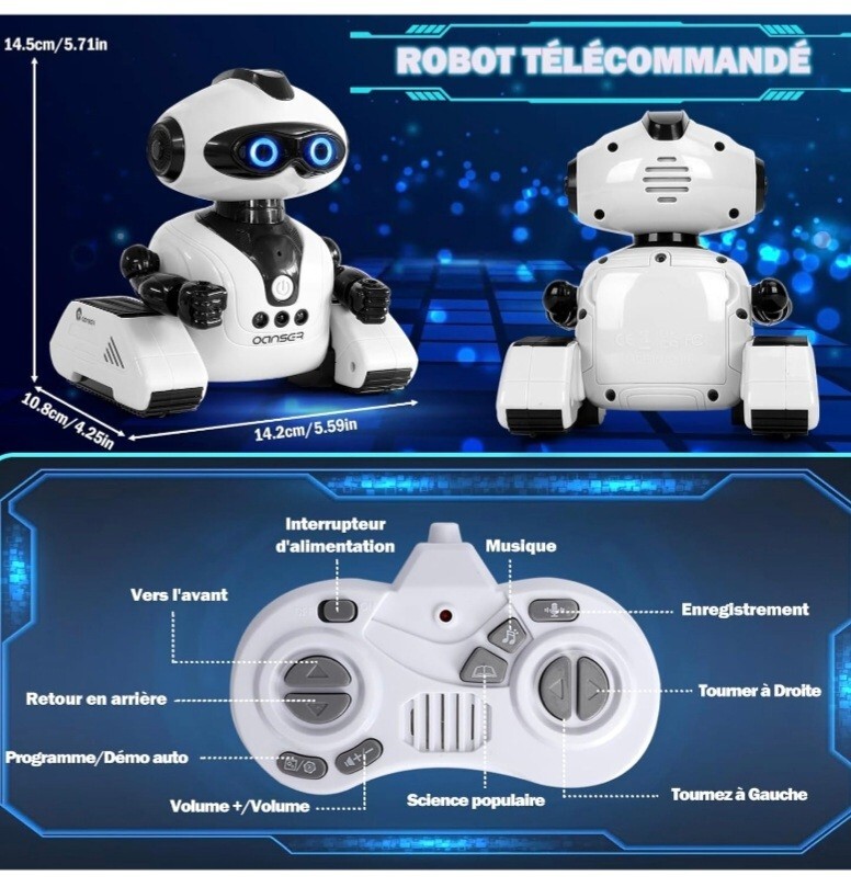 Robot enfant jouet interactif et programmable bleu pour apprendre à coder en s'amusant