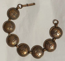 Vintage Southwestern Copper Thunder Cloud Circle Link Bracelet 7” Long